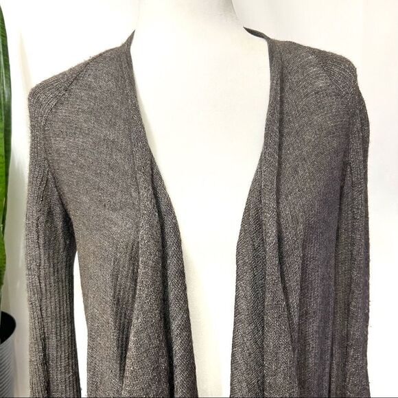 HELMUT LANG Medium Alpaca Silk Blend Gray Taupe Open Cardigan - Picture 7 of 12